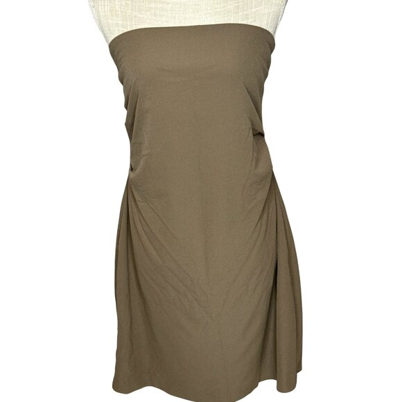 Zara Khaki Strapless Dress XXL Soft Fabric Elegant & Comfortable - Picture 1 of 11